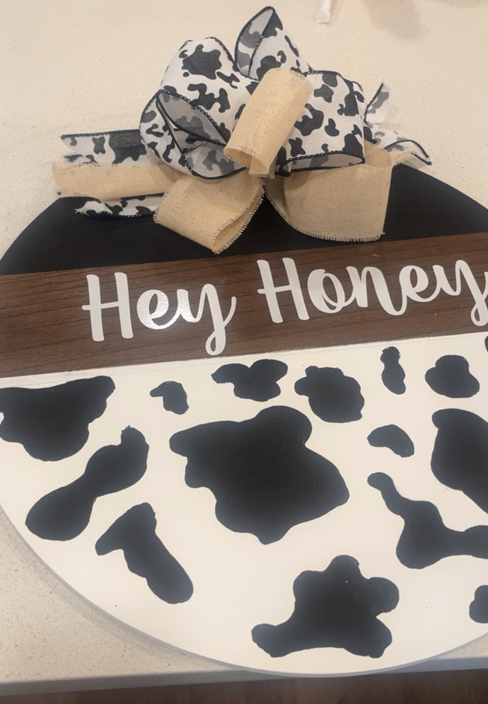 Custom Door Sign, Cow Print Door Sign, Door Hanger