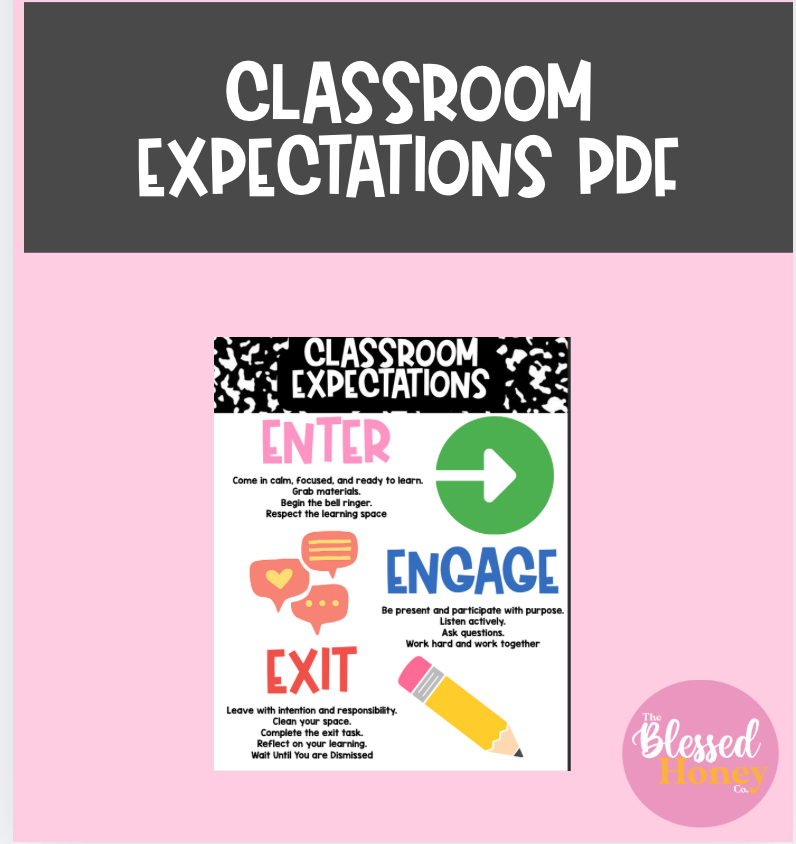 ClassRoom Expectations Poster PDF, Digital Download