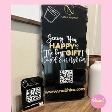 Load image into Gallery viewer, Customizable Business Sign, Acrylic Social Media Sign, Pop Up Shop Sign, Painted Acrylic Sign
