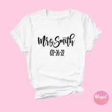 Load image into Gallery viewer, Wedding Tshirt, Bridal Party Shirt, Bride T-shirt, Customizable Bride T-shirt, HD Vinyl Shirt
